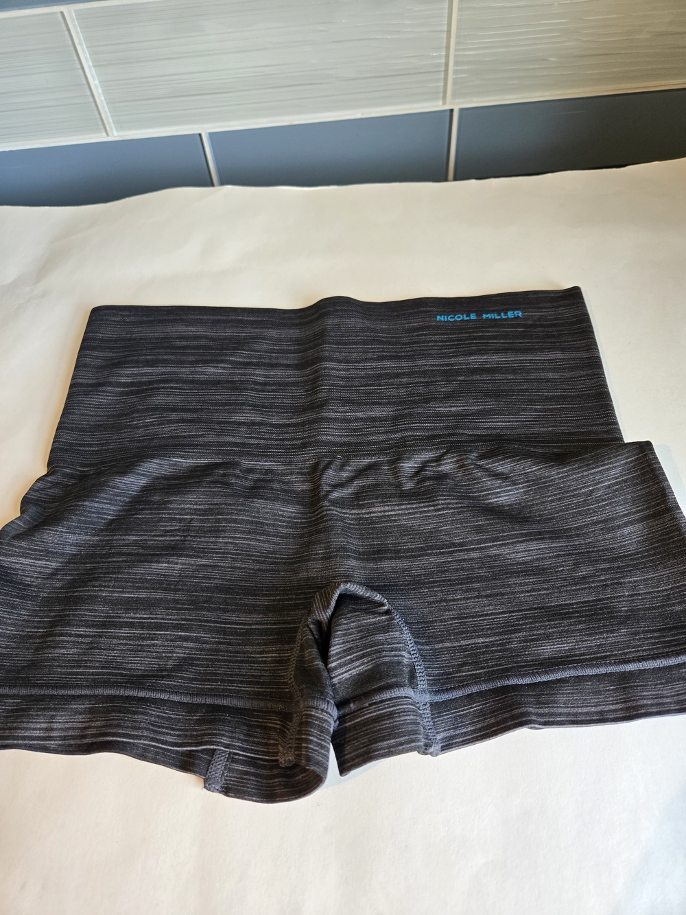Nicole Miller Charcoal Heathered High-Waist Shaping Shorts